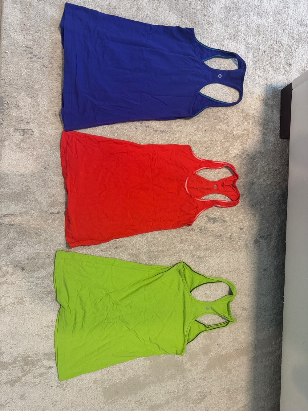 lululemon athletica Racerback Tank Trio — Blue, Red, Green